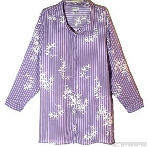 Catherines women's plus size 3X floral stripped button down collared shirt. 1015